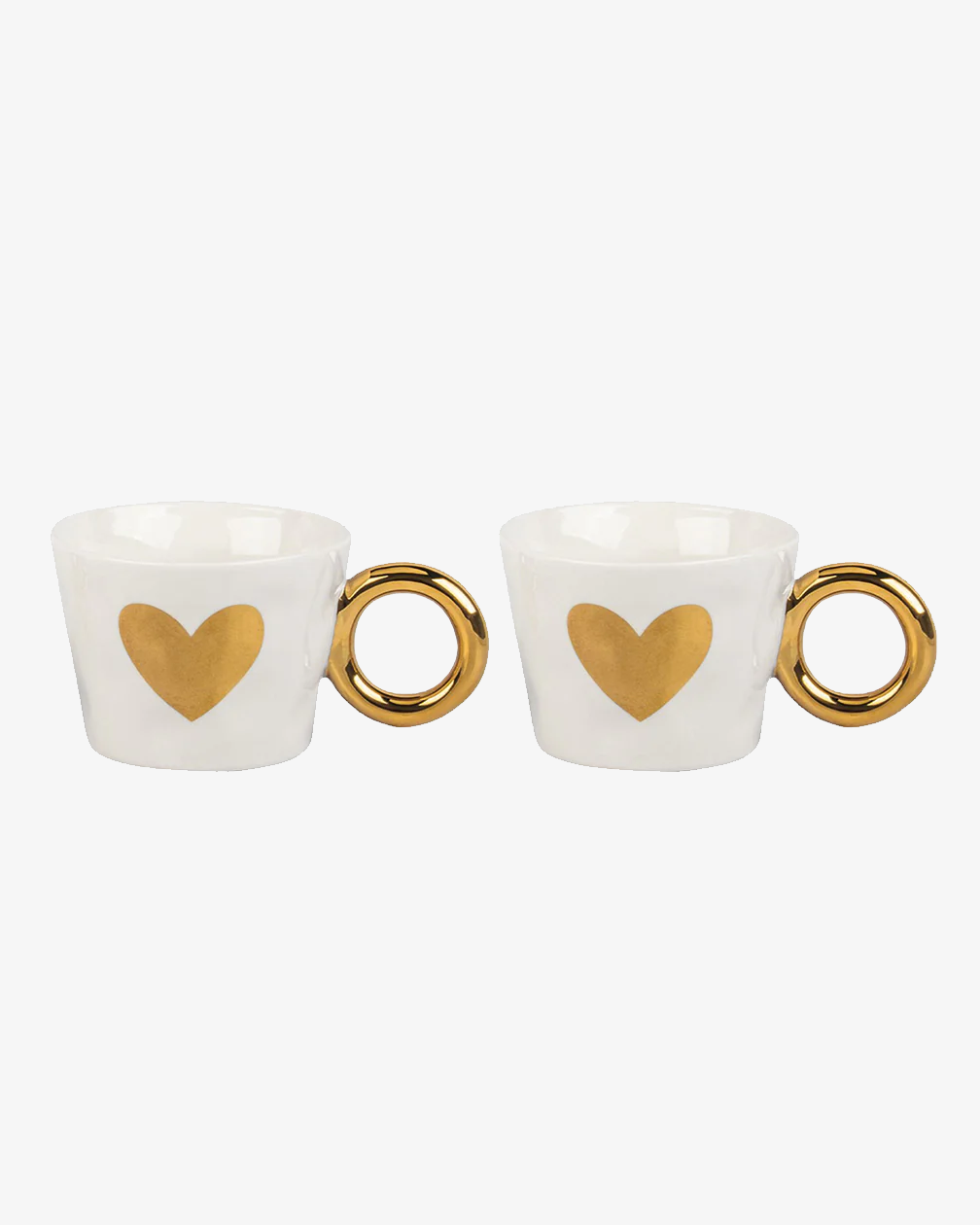 SET OF 2 WHITE HEART MORNING CUPS