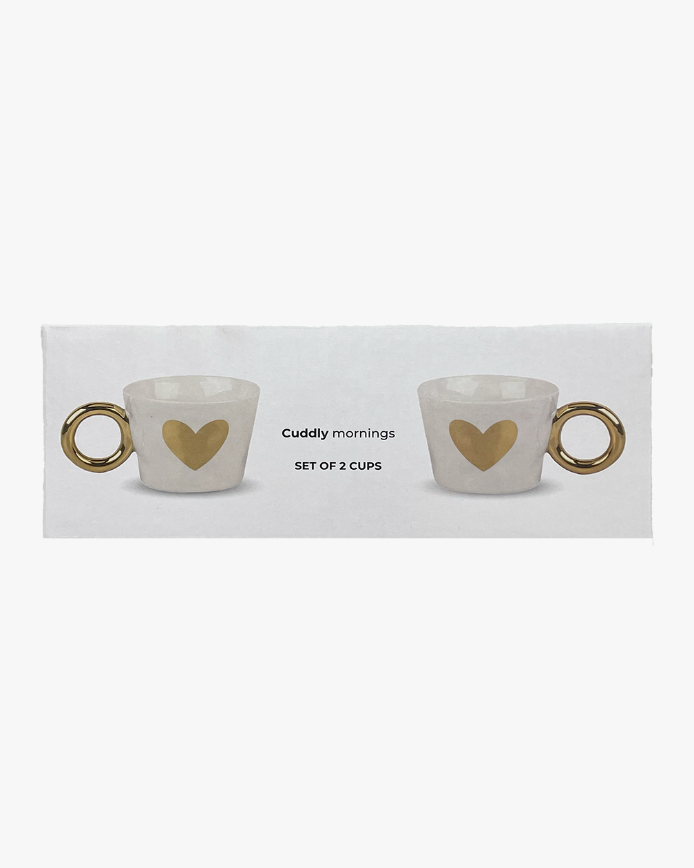 SET OF 2 WHITE HEART MORNING CUPS